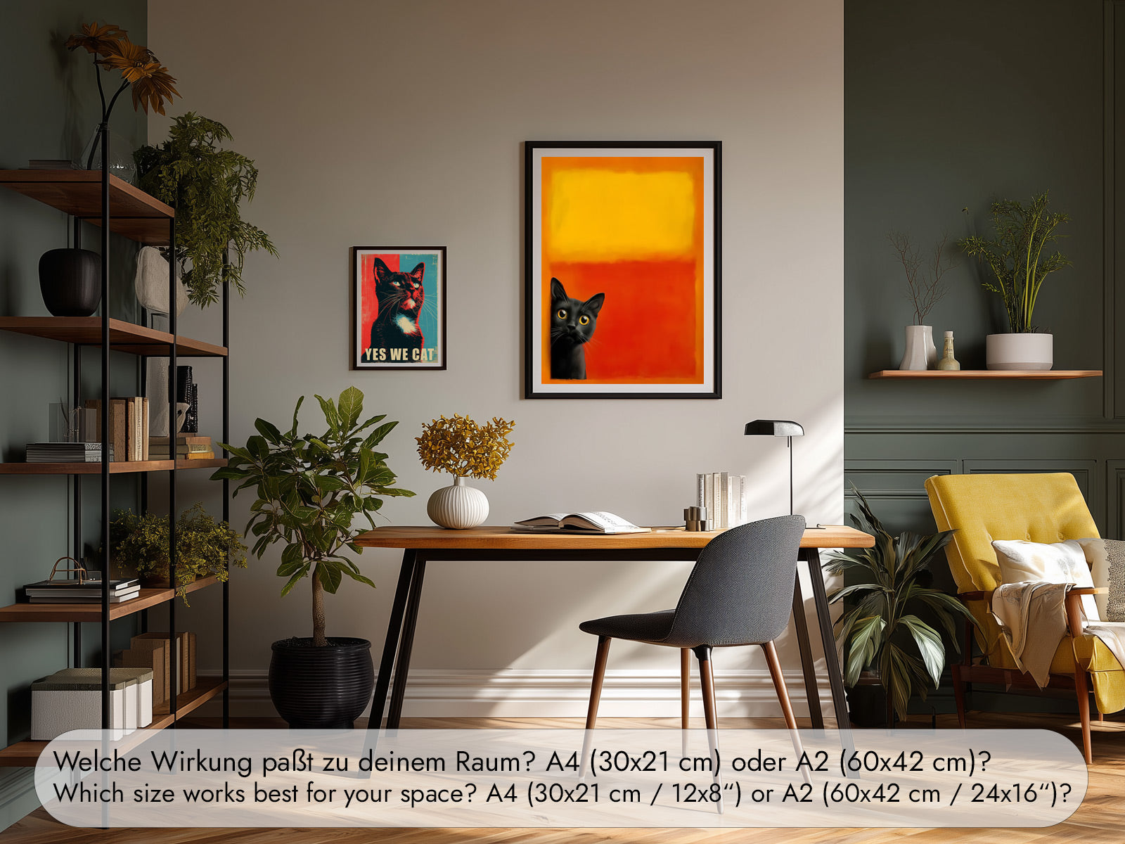 Witziges Katzenbild im Stil von Mark Rothko