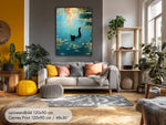 Water Lilies with Cat — Art Print in the Style of Claude Monet