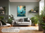 Witziges Katzenbild im Stil von Claude Monets Seerosen