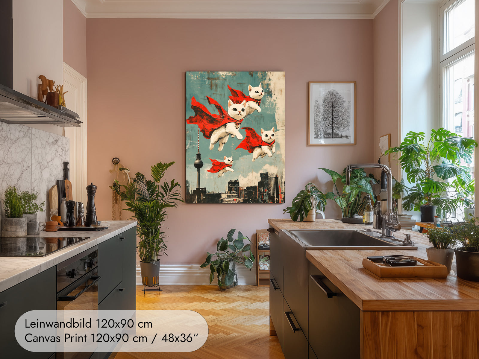 Berlin Skyline Poster mit Katzen