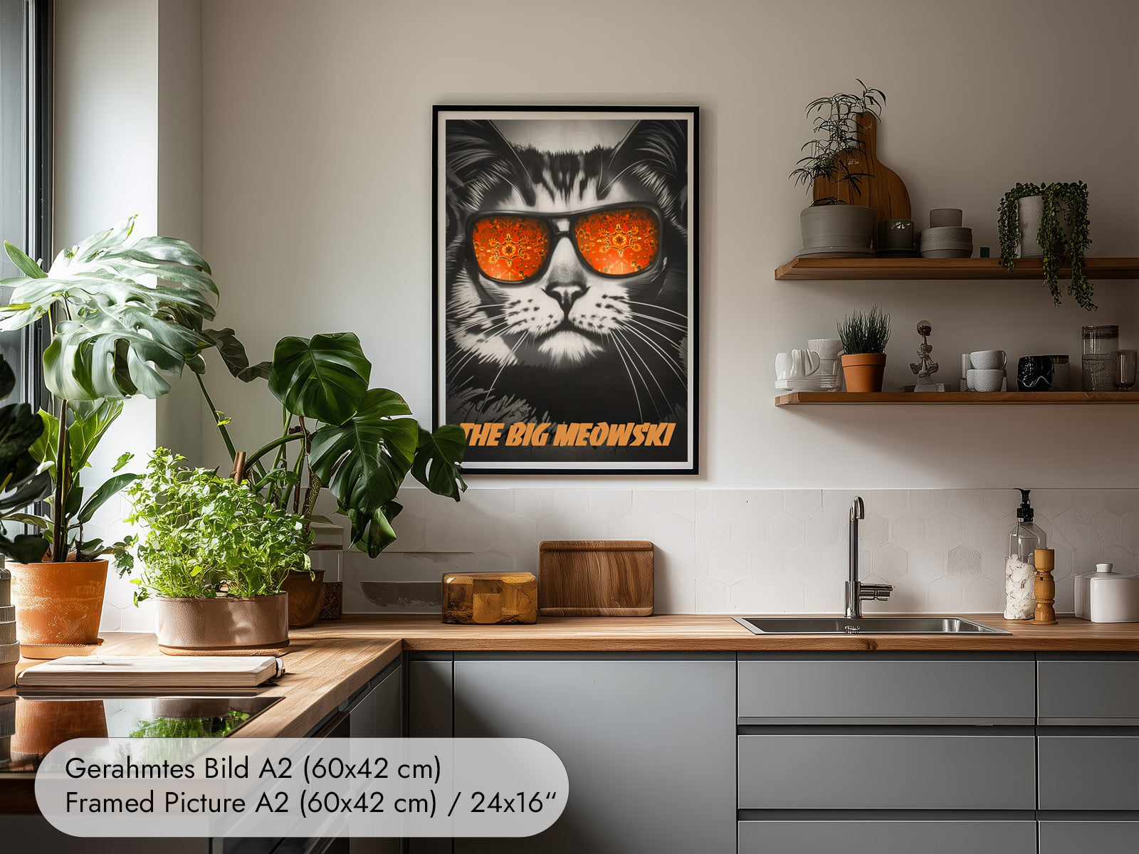 Witziges Katzenposter Big Lebowski Fan Art
