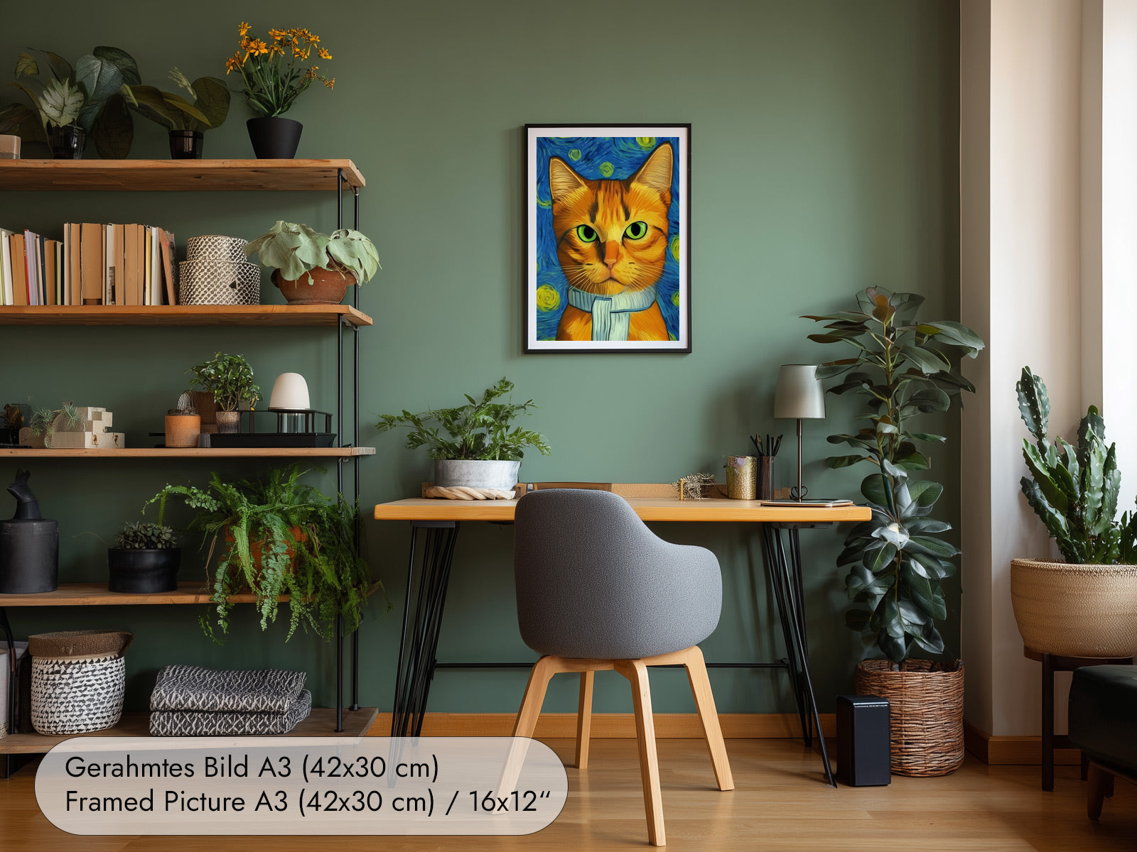 Orange Katze Portrait im Stil von van Gogh