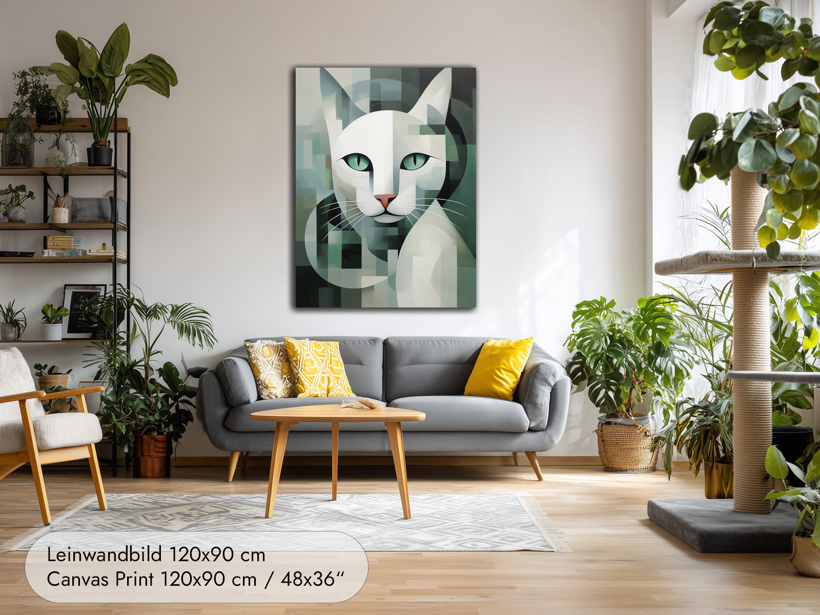 White Cat — Cubist Cat Portrait Art Print