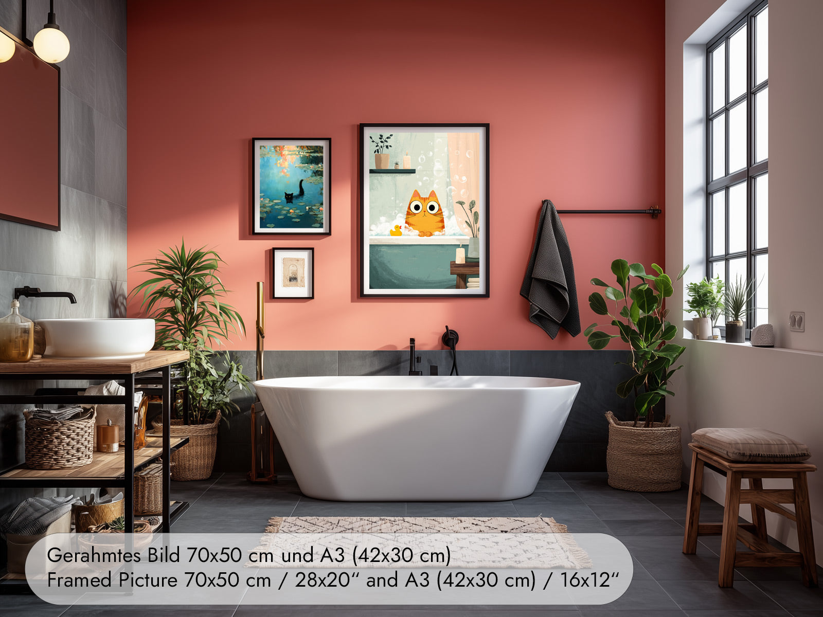 Funny Cat Bathroom Poster