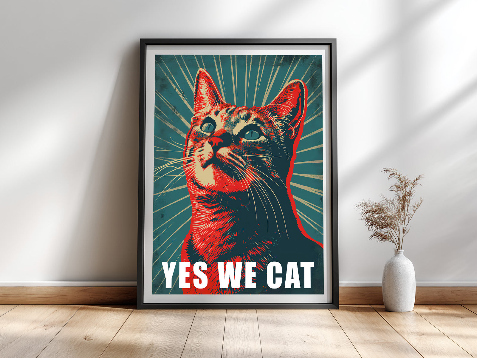 Yes We Cat — Pop Art Katzenposter mit Tigerkatze