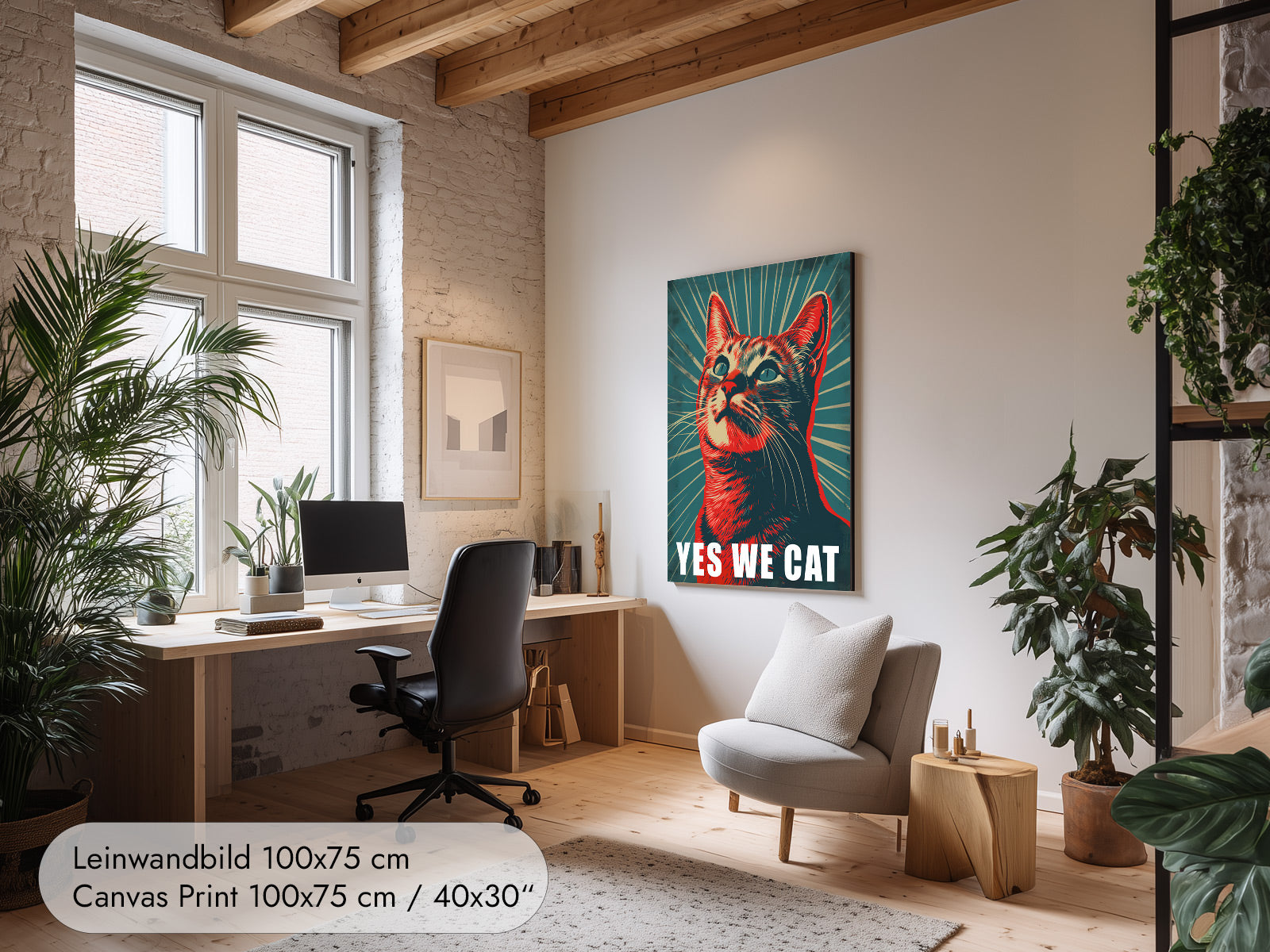 Yes We Cat — Pop Art Cat Poster with Tabby Cat
